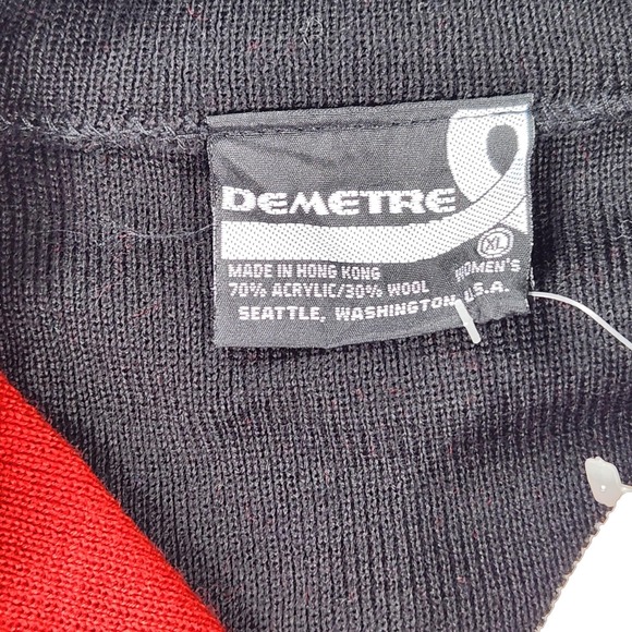 Demetre Sweater Womens XL Red Black Eclipse Pullover Wool Acrylic Half Zip NWT - Picture 6 of 11